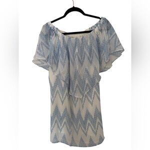 ANTHROPOLOGIE THREE EIGHTY TWO Blue and White short dress size L